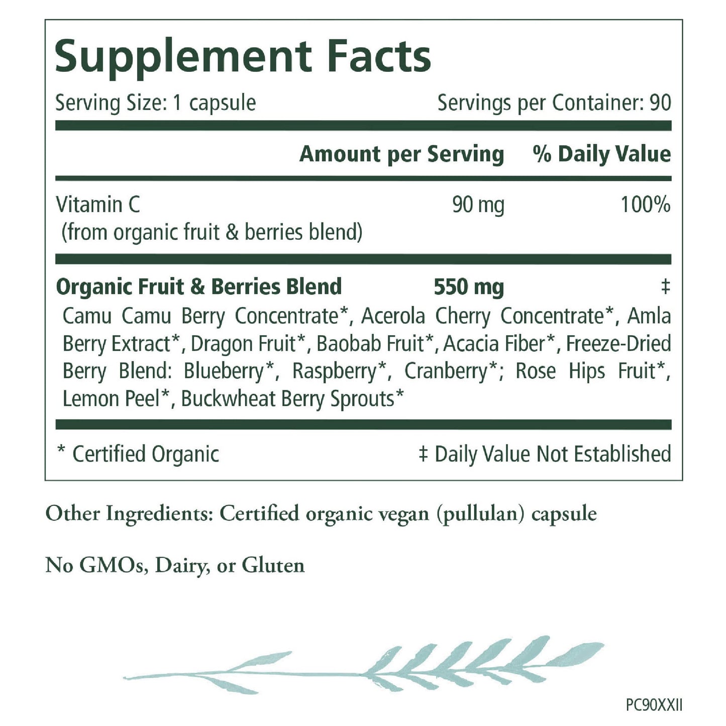 PURE SYNERGY Pure Radiance C | Organic Vitamin C Capsules | 100% Natural, Whole Food, Non-GMO Supplement with Organic Camu Camu | for Immune and Collagen Support (90 Capsules)
