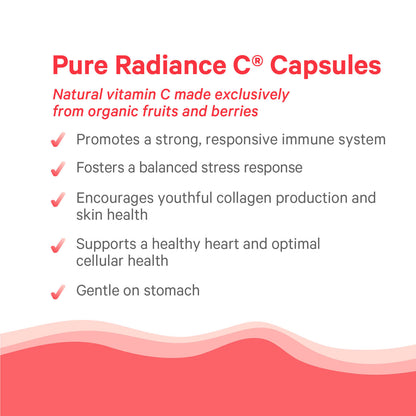PURE SYNERGY Pure Radiance C | Organic Vitamin C Capsules | 100% Natural, Whole Food, Non-GMO Supplement with Organic Camu Camu | for Immune and Collagen Support (90 Capsules)